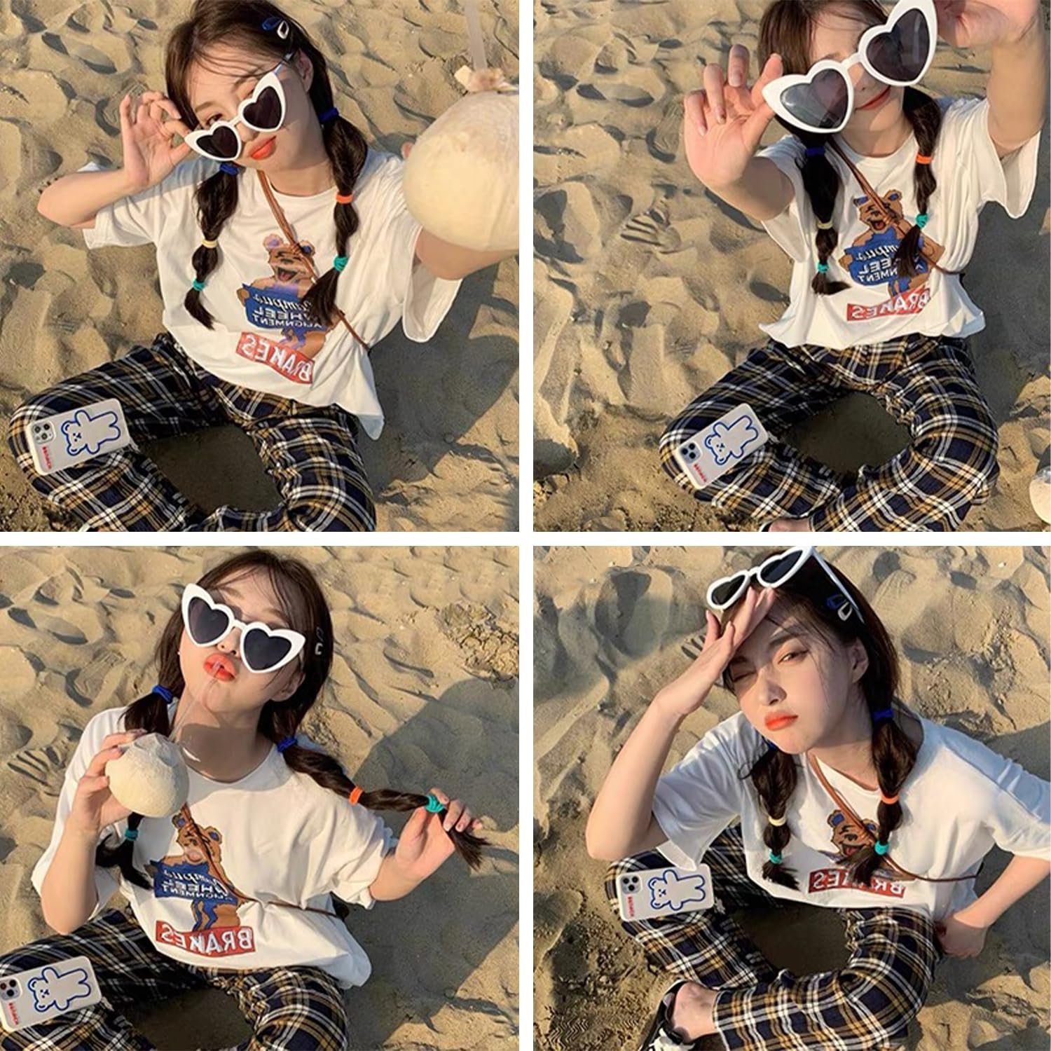 Сонцезахисні окуляри Серце TAFACE Ретро, 6 шт, білі, розмір L, фото №5