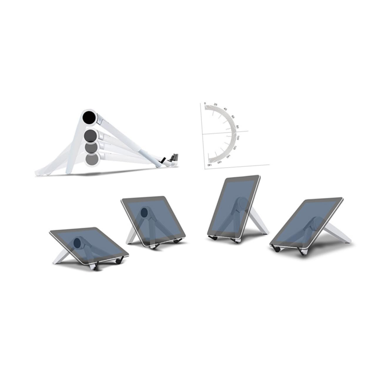 Регулируемая подставка для ноутбука из алюминиевого сплава, складная треугольная подставка для планшета и ноутбука, стабильная охлаждающая подставка для дома, офиса и путешествий, компактная и прочная Белый, фото №2