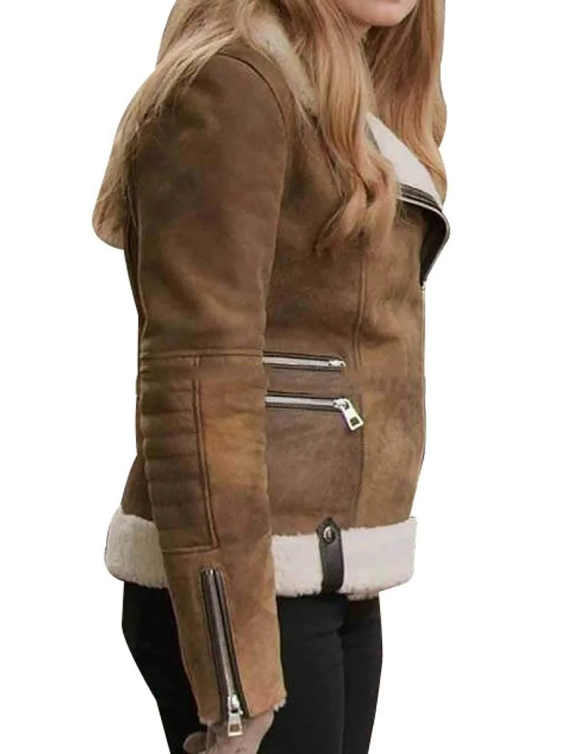 Бомбер EU Fashions Virgin River Melinda Monroe зі штучної овчини Коричнева замша, фото №2