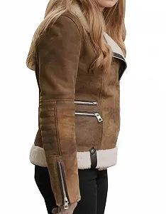 Бомбер EU Fashions Virgin River Melinda Monroe из искусственной овчины Коричневая замша synthetic.ua - Фото 1