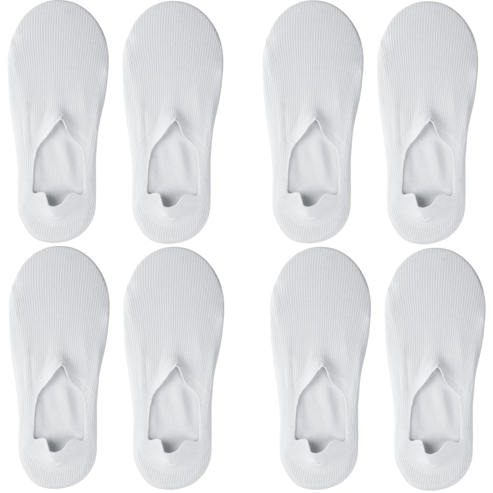 Носки White, без следа, для женщин, мужчин, унисекс, низкие, короткие, до щиколотки, мягкие, нескользящие, невидимые, плоские, летние, 4 пары, White, размер 5-10, фото №2