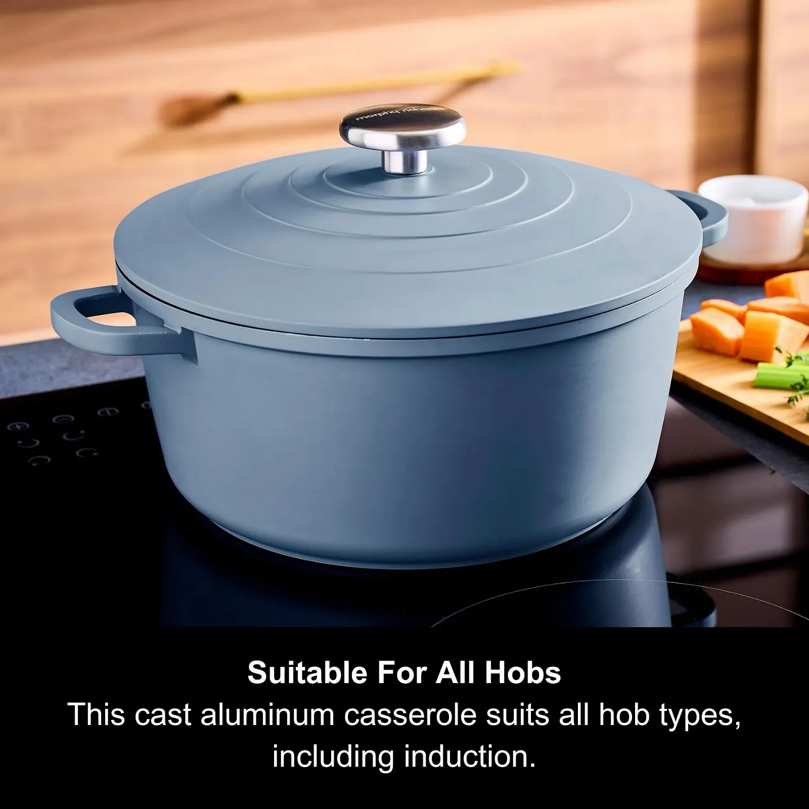 Гусятниця для запікання Morphy Richards 851252 литий алюміній 24 см антипригарне покриття легка синя, фото №7