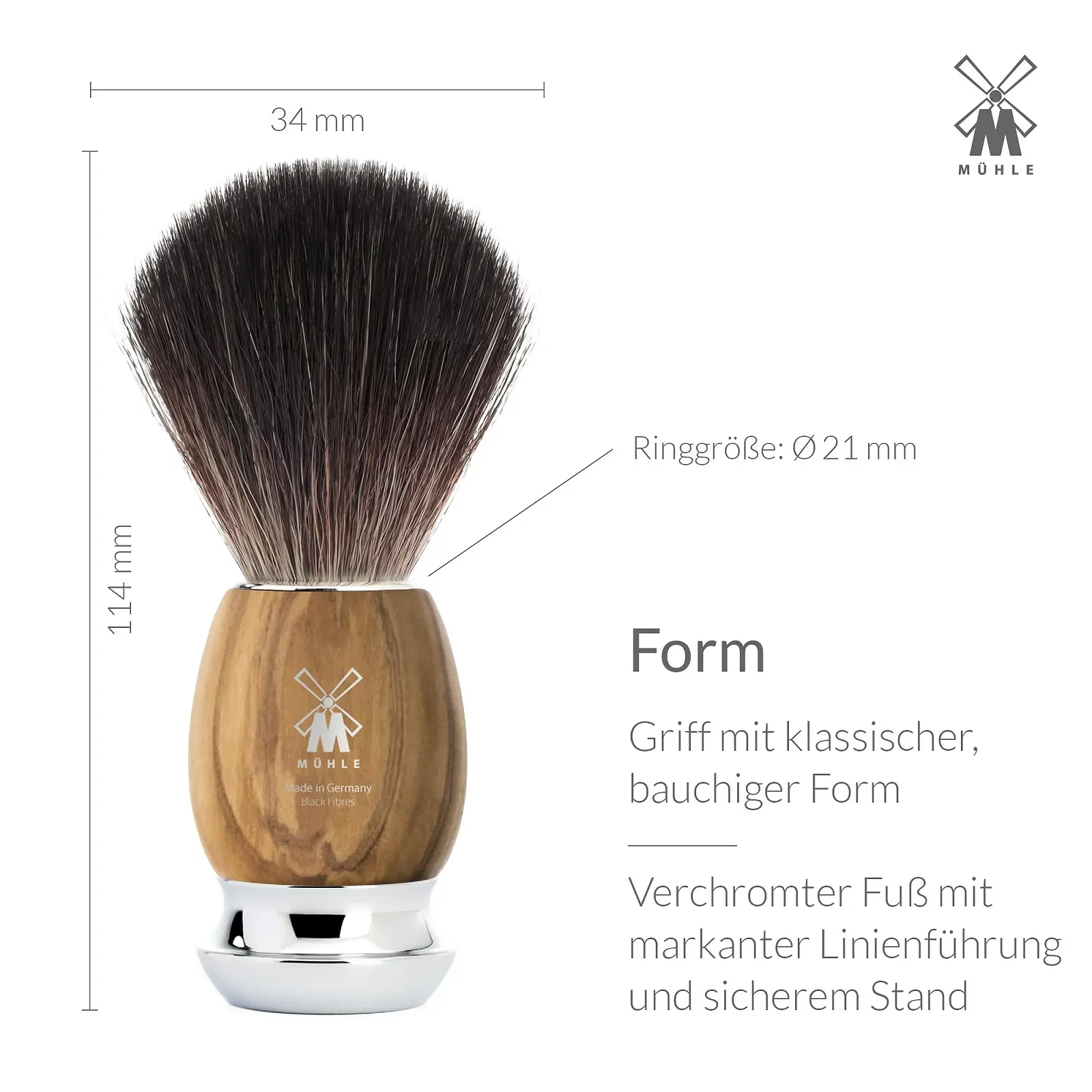 Набор для бритья MÜHLE Vivo Black Fibre Оливковое дерево Vegan, фото №7 Набор для бритья MÜHLE Vivo Black Fibre Оливковое дерево Vegan, фото №7