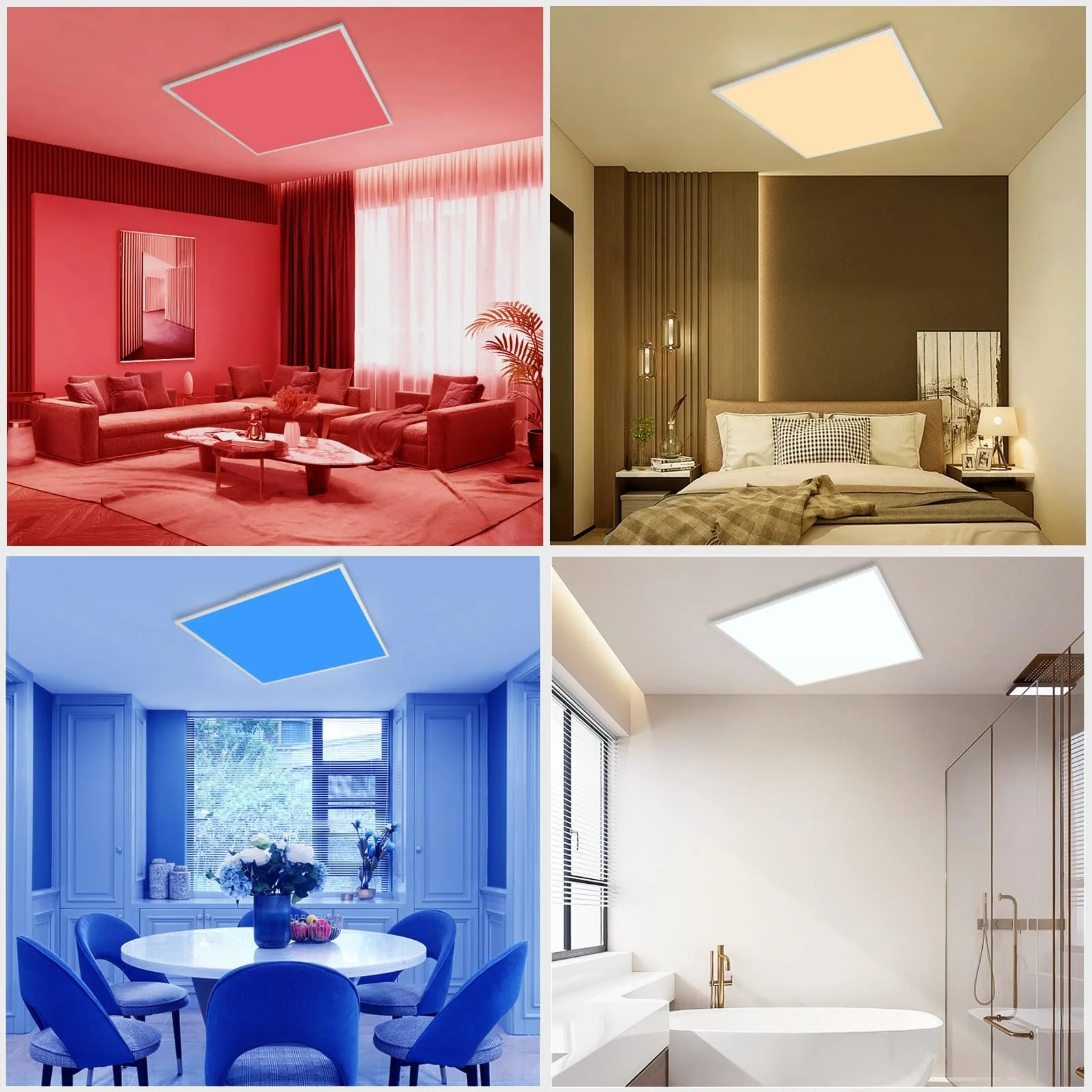 LED Glitzerlife Плоска стельова лампа Зміна кольору Dimmable 24 Вт Білий З пультом дистанційного керування Квадратна, фото №7