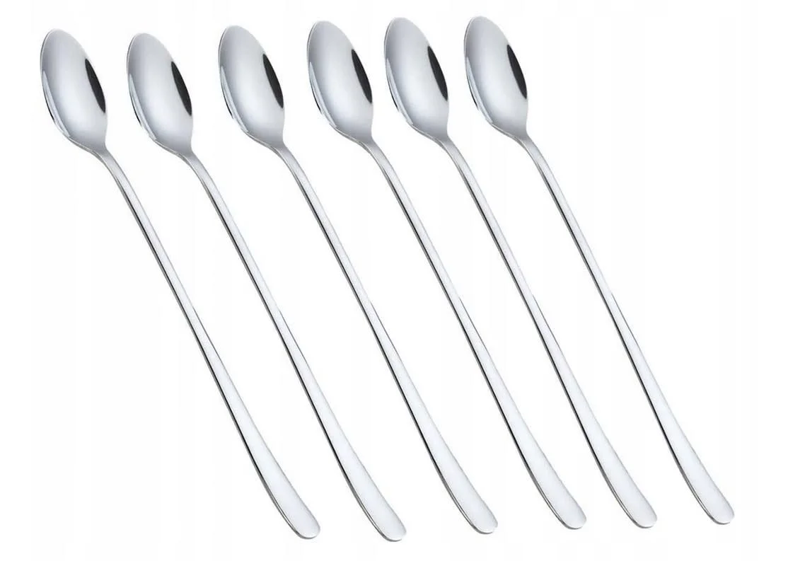 Ложка Latte Macchiato Набір, Срібний, 6 штук, 20 cm, Довга, фото №3