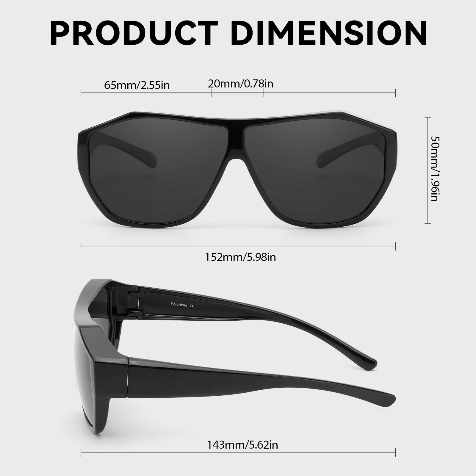 Сонцезахисні окуляри SIPHEW Polarized Fit Over для чоловіків і жінок, великі з захистом UV400, фото №3