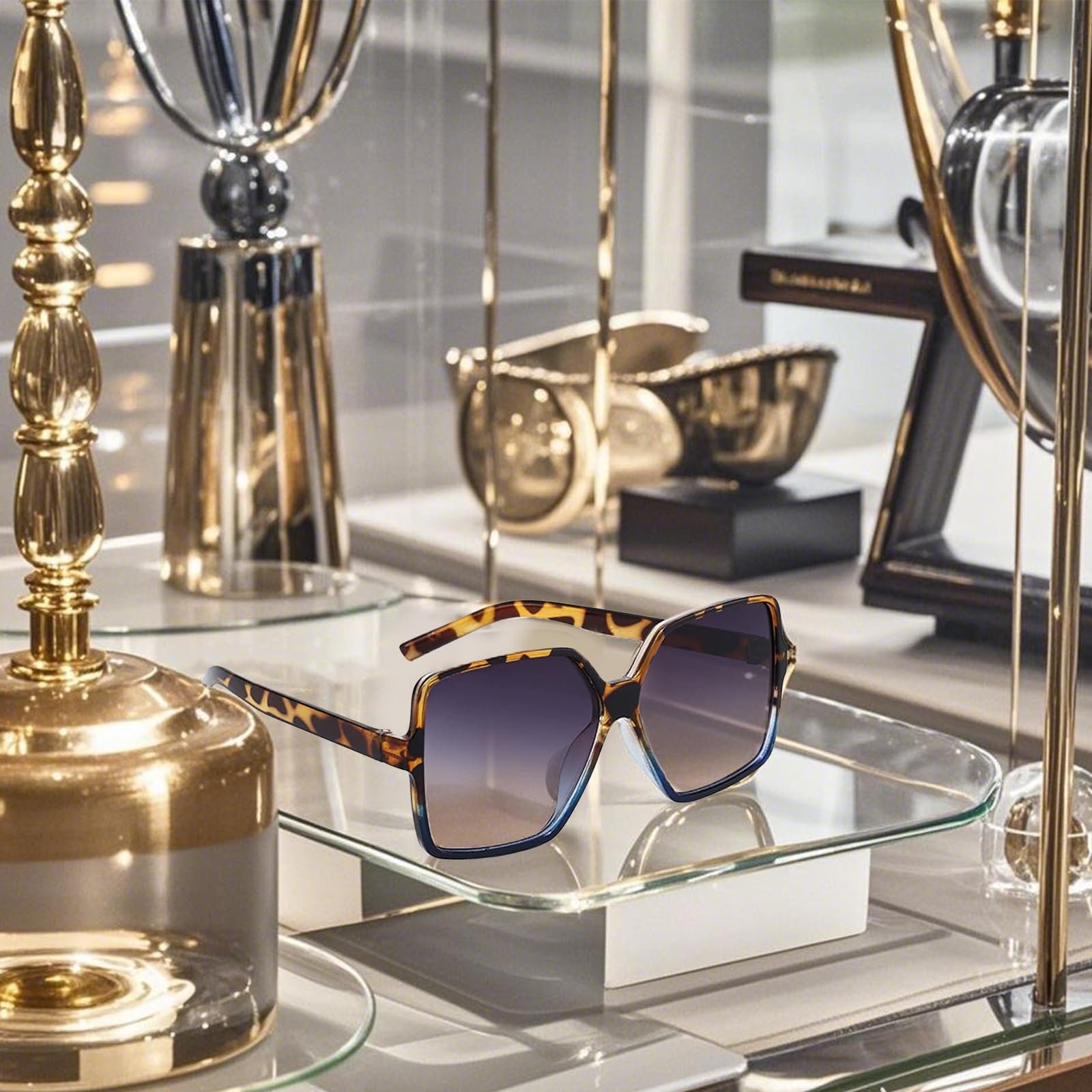 Солнцезащитные очки Прямоугольные Женские Черный / Черепаховый / Черный, 3 шт, фото №5