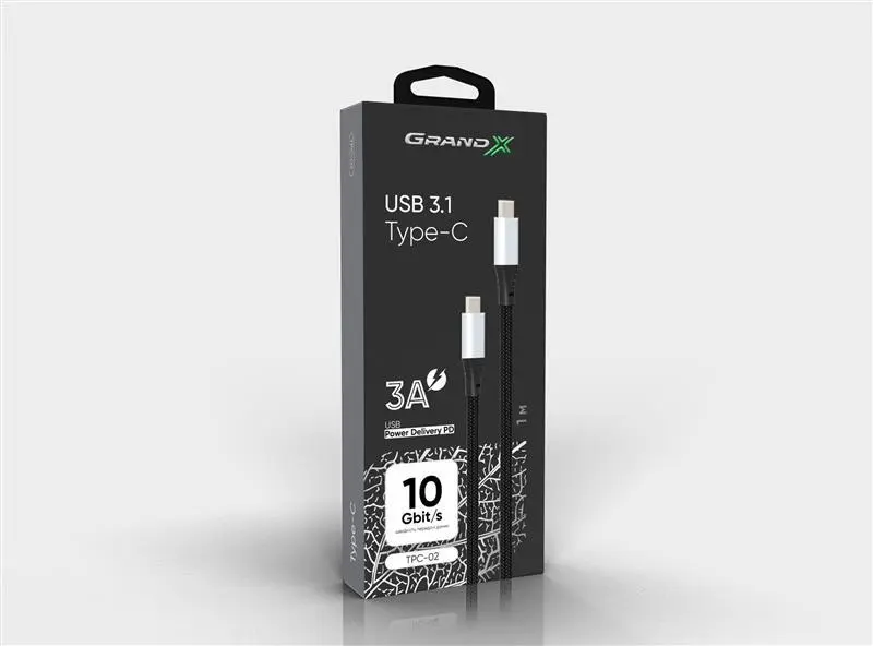 Кабель Grand-X USB Type-C Power Delivery 65W 1м Black (TPC-02), фото №3