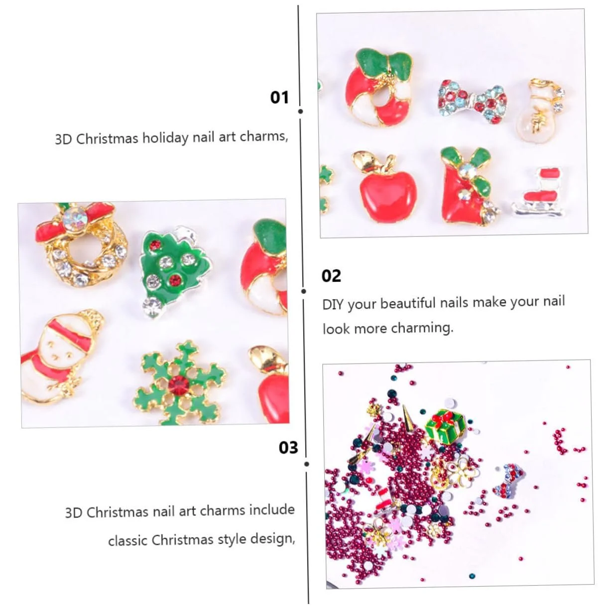 Украшения для ногтей Рождественские снежинки Стразы DIY Аксессуары для маникюра и декора, фото №7