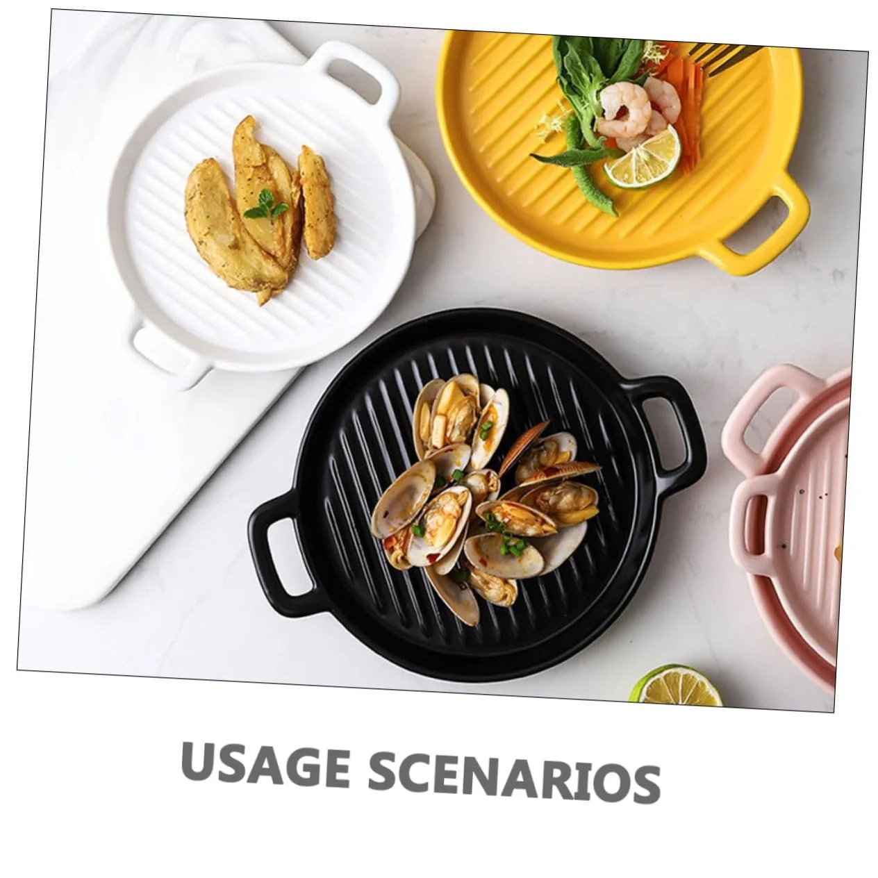 Форма для запекания Nordic керамическая круглая со смужками с двойными ручками большая, фото №3 Форма для запекания Nordic керамическая круглая со смужками с двойными ручками большая, фото №3