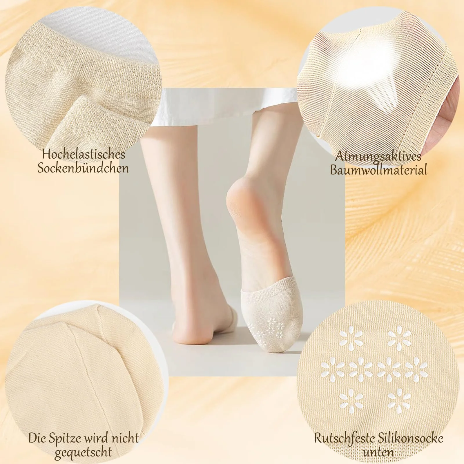 Шкарпетки півшкарпетки Жіночі Невидимі з Нековзними Силіконовими Крапками 35-39, фото №2