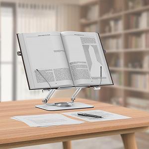 Регулируемая складная подставка для ноутбука/нетбука, вращающаяся на 360 градусов подставка для чтения с пружинным зажимом для ноутбуков, планшетов synthetic.ua - Фото 1
