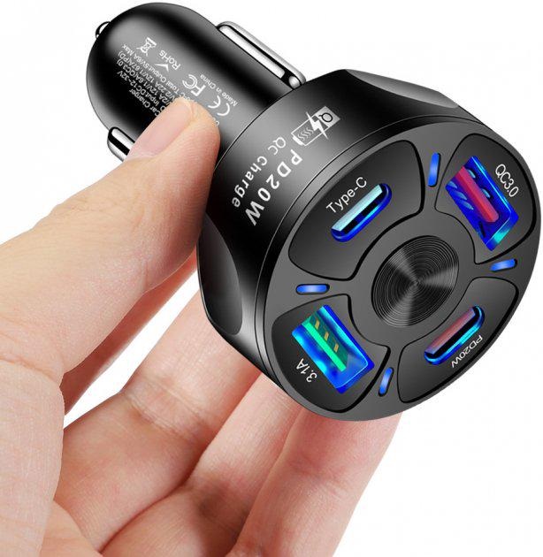 Зарядное устройство автомобильное Xiamen 2USB 2Type-C PD20W QC 3.0 Black 050551, фото №3 Зарядное устройство автомобильное Xiamen 2USB 2Type-C PD20W QC 3.0 Black 050551, фото №3