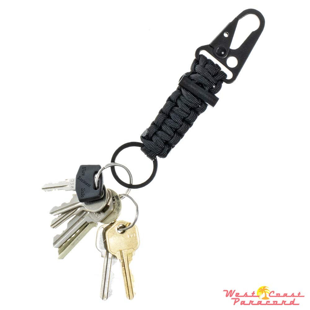 Брелок West Coast Paracord Survival Карабин, паракорд, 250 кг, черный + койотский коричневый, фото №2