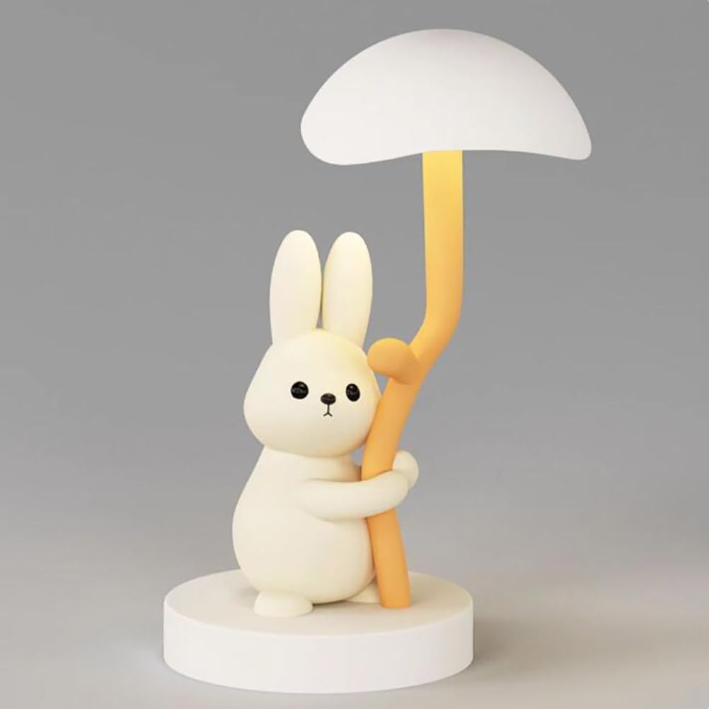 Лампа LOGT Mushroom Children's Table LED Сенсорная Диммируемая Грибная Настольная Лампа Беспроводная Батарея Ночник Кролик Декоративная Грибная Лампа для Детской Комнаты Спальни, фото №1