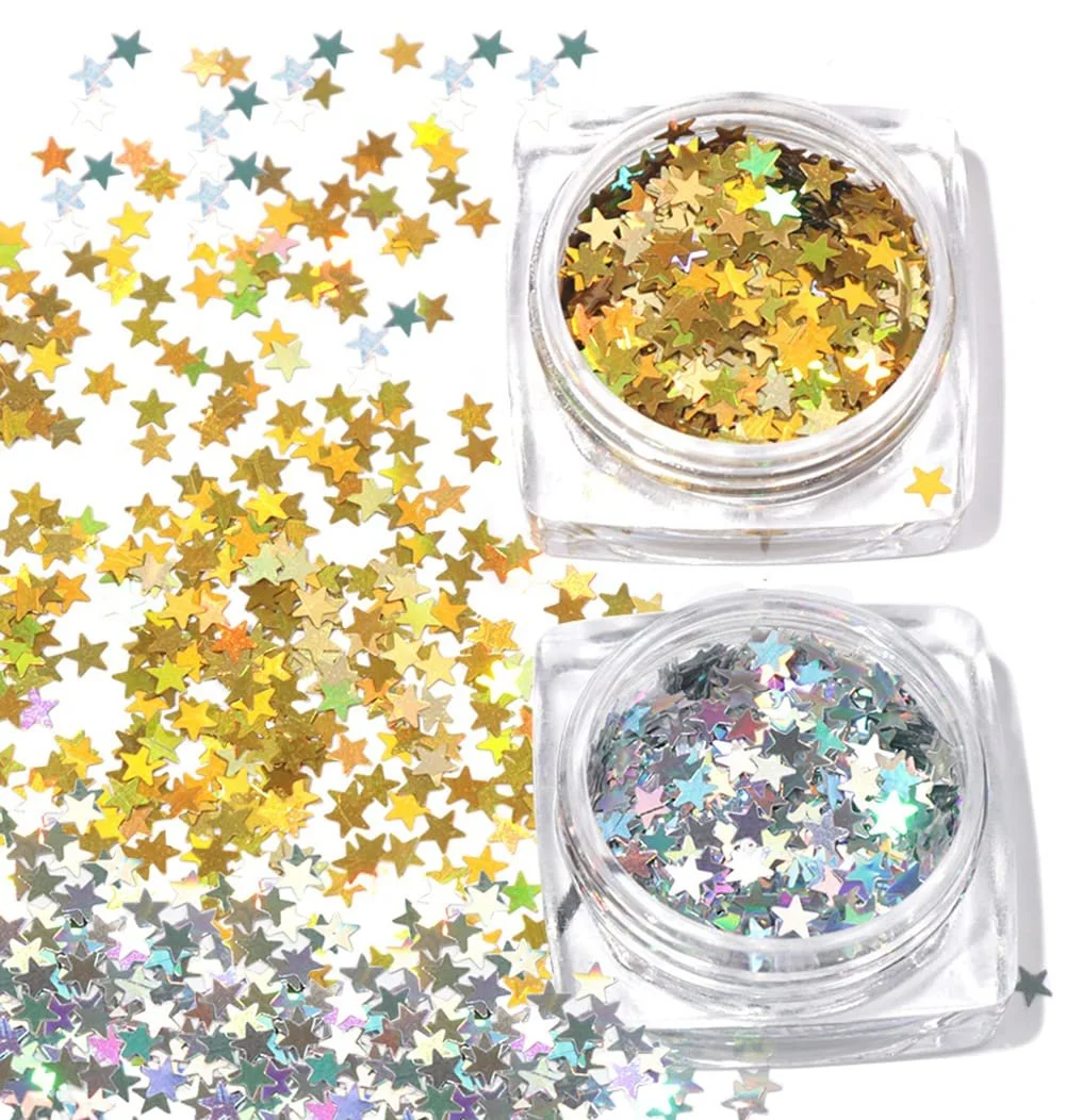 Блёстки для ногтей Звезда Золотой Серебряный, фото №1