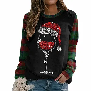 Смешной рождественский джемпер Женская рождественская толстовка Пуловер Рождественский длинный рукав Принт Рудольфа Северный олень Рождественская рубашка Топ Рождественская блузка Рождественский джемпер Круглый вырез Рождественский джемпер для девочек - Фото 1