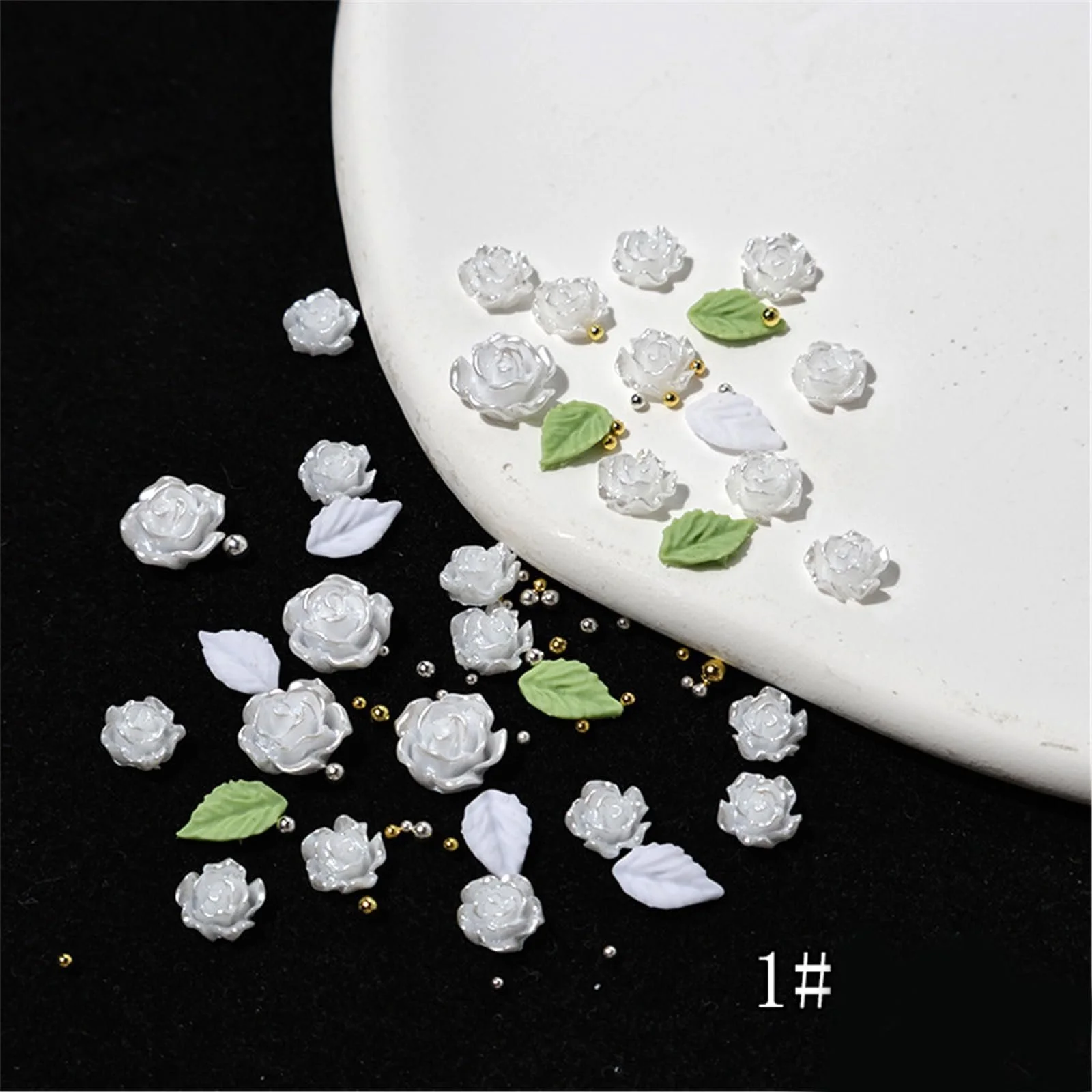 3D Квіти Сталеві намистини для нігтів Листя Декор, фото №9