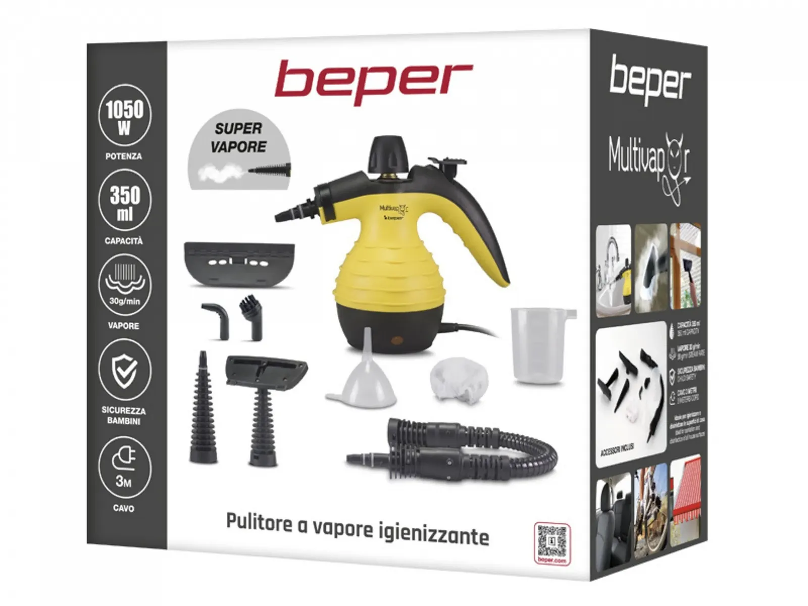 Пароочисник Beper 1050 W 350 мл 9 аксесуарів, фото №7 Пароочисник Beper 1050 W 350 мл 9 аксесуарів, фото №7