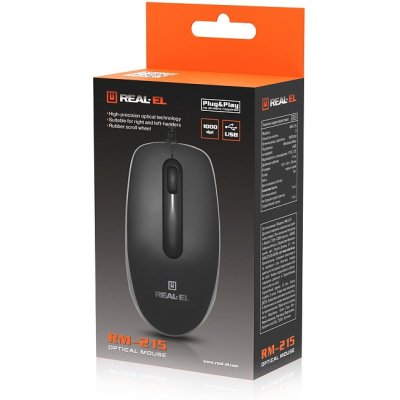 Мышка REAL-EL RM-215 USB Black/Gray (EL123200037), фото №10 Мышка REAL-EL RM-215 USB Black/Gray (EL123200037), фото №10