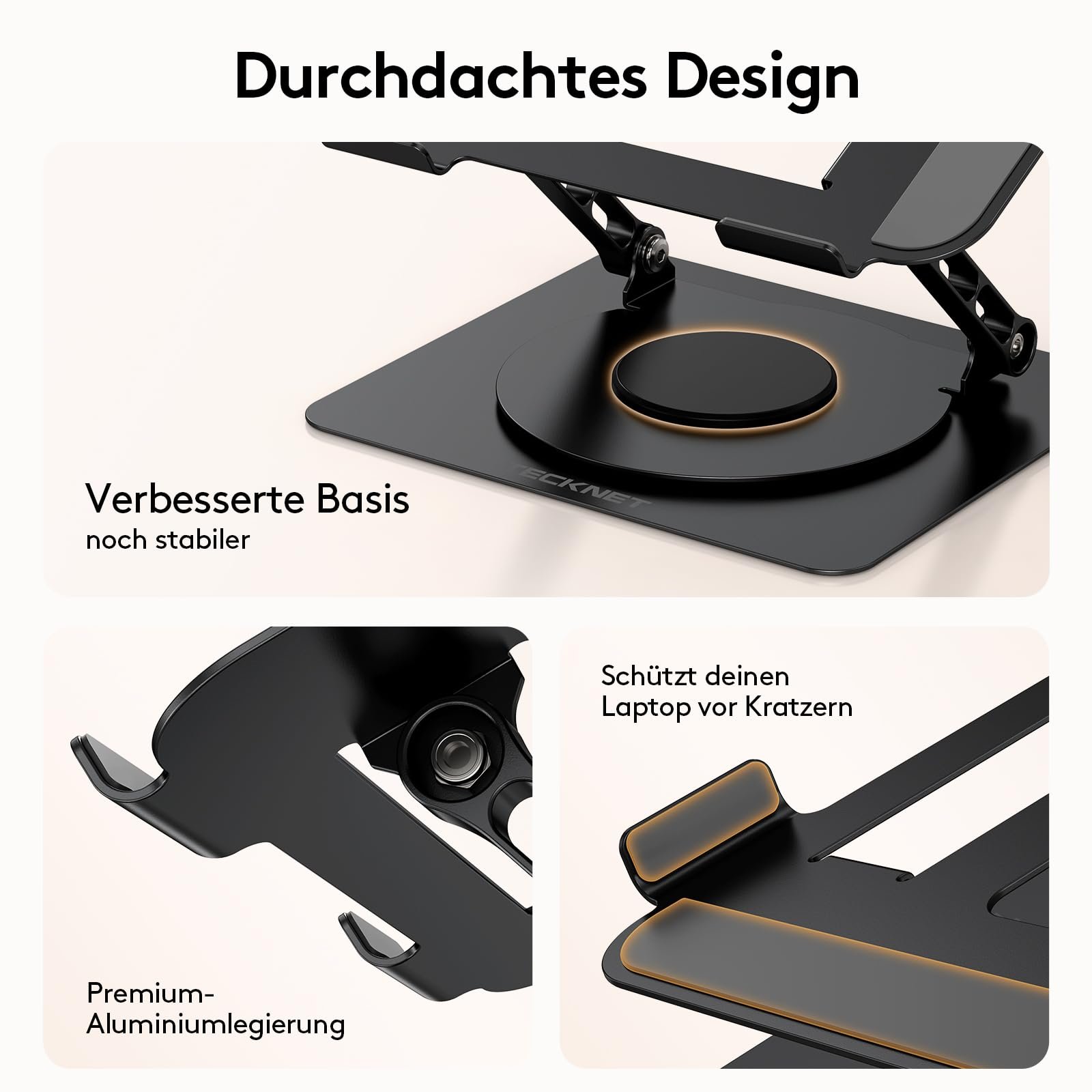 Підставка для ноутбука TECKNET 3600 Регульована по висоті Металева  з подвійною підтримкою Ергономічна, фото №6