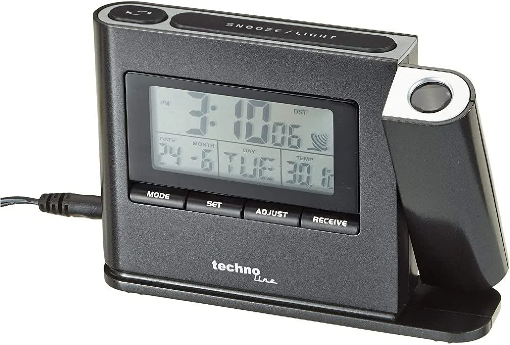 Проекционный будильник Technoline WT 519 с радиоуправляемыми часами, отображением комнатной температуры и даты, фото №1