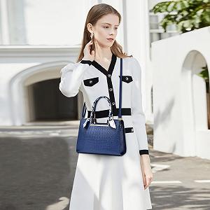 Сумка FOLOVEYA женская, узор крокодиловый, кожа PU, синяя - Фото 1
