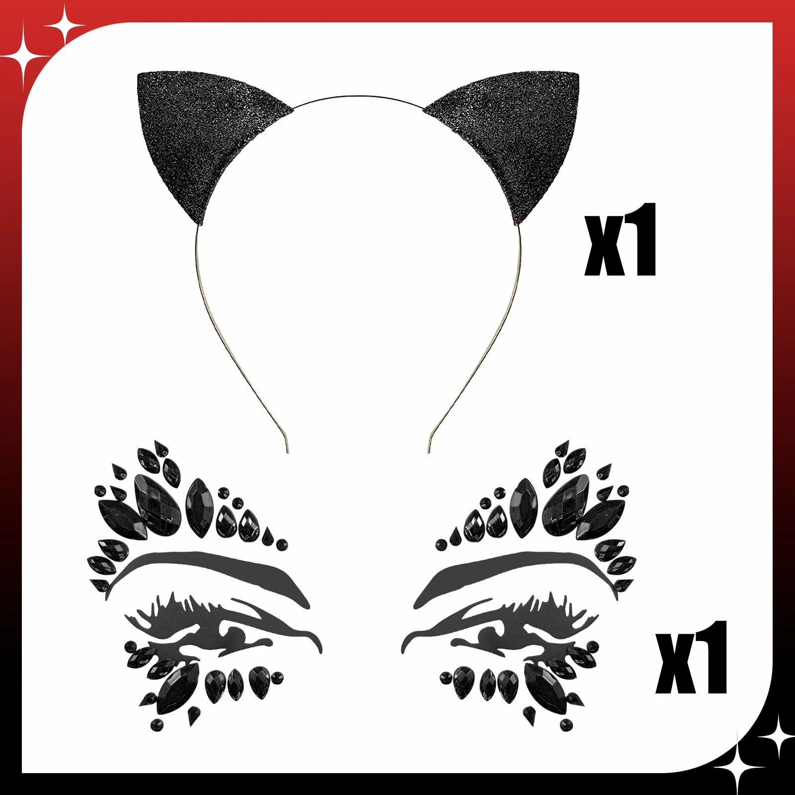 Обруч Вушка кота з блискучими камінцями, фото №2 Обруч Вушка кота з блискучими камінцями, фото №2