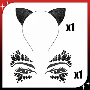 Обруч Вушка кота з блискучими камінцями synthetic.ua - Фото 1