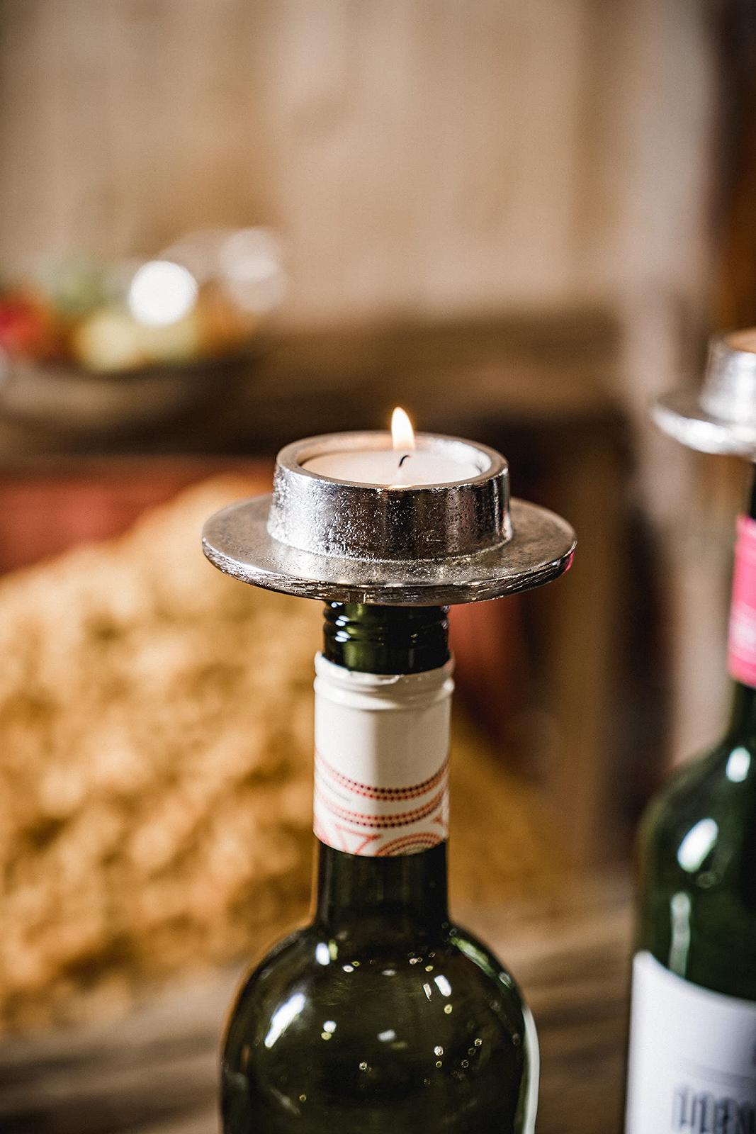 Подсвечник Michael Noll для бутылок вина алюминиевый серебряный для чайных свечей, набор из 5, фото №2 Подсвечник Michael Noll для бутылок вина алюминиевый серебряный для чайных свечей, набор из 5, фото №2