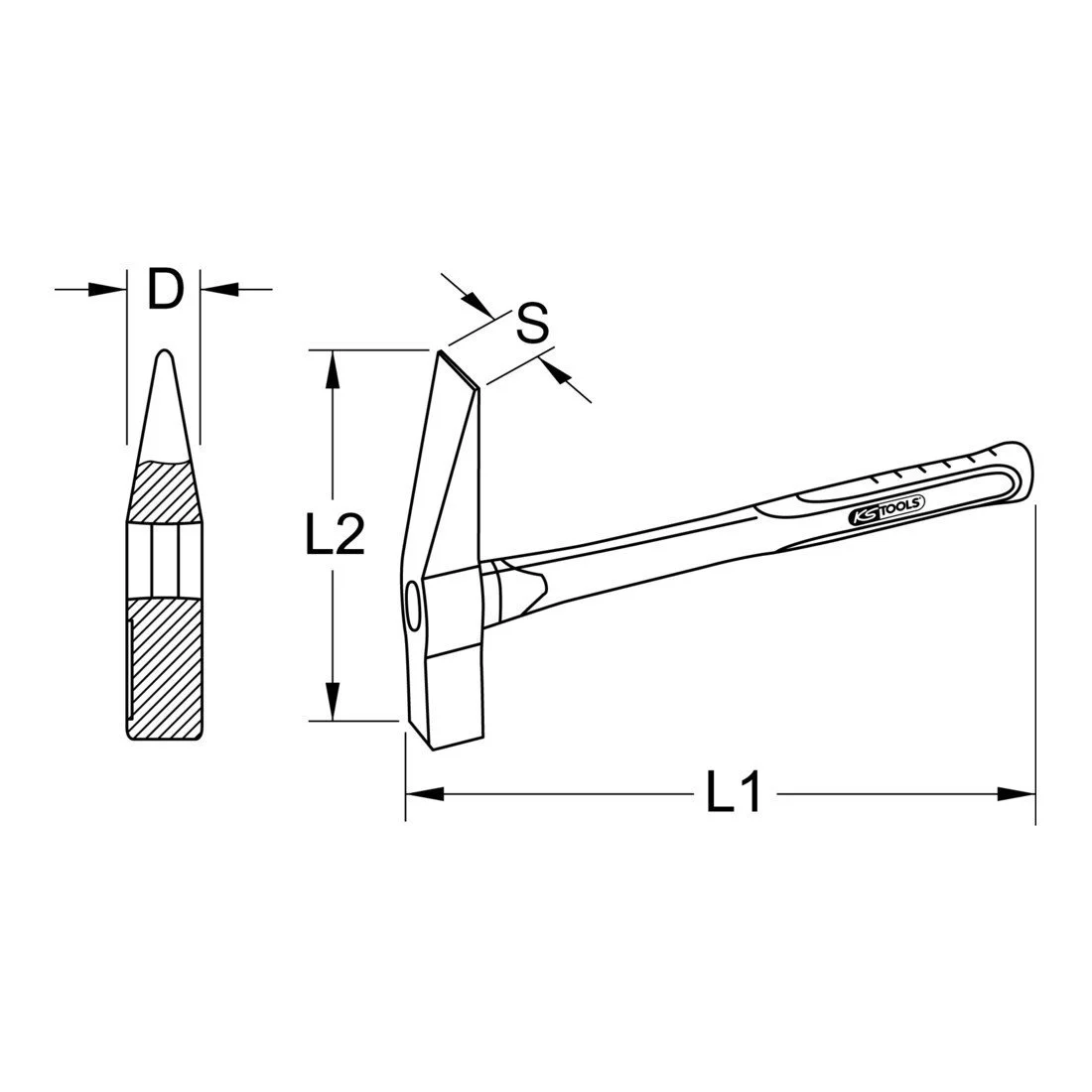 Молоток муляра KS Tools Bronze Plus + 9632162 Рукоятка з гікорі 1000 г, фото №2 Молоток муляра KS Tools Bronze Plus + 9632162 Рукоятка з гікорі 1000 г, фото №2