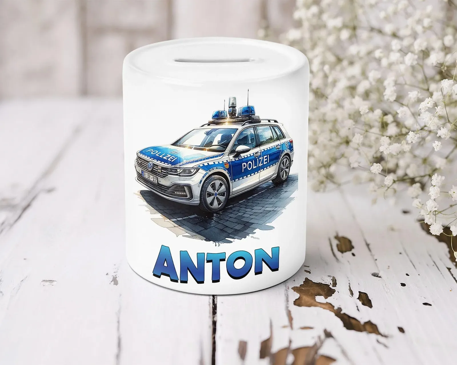 Скарбничка timalo Поліцейська машина Кераміка з гумовою пробкою, фото №7