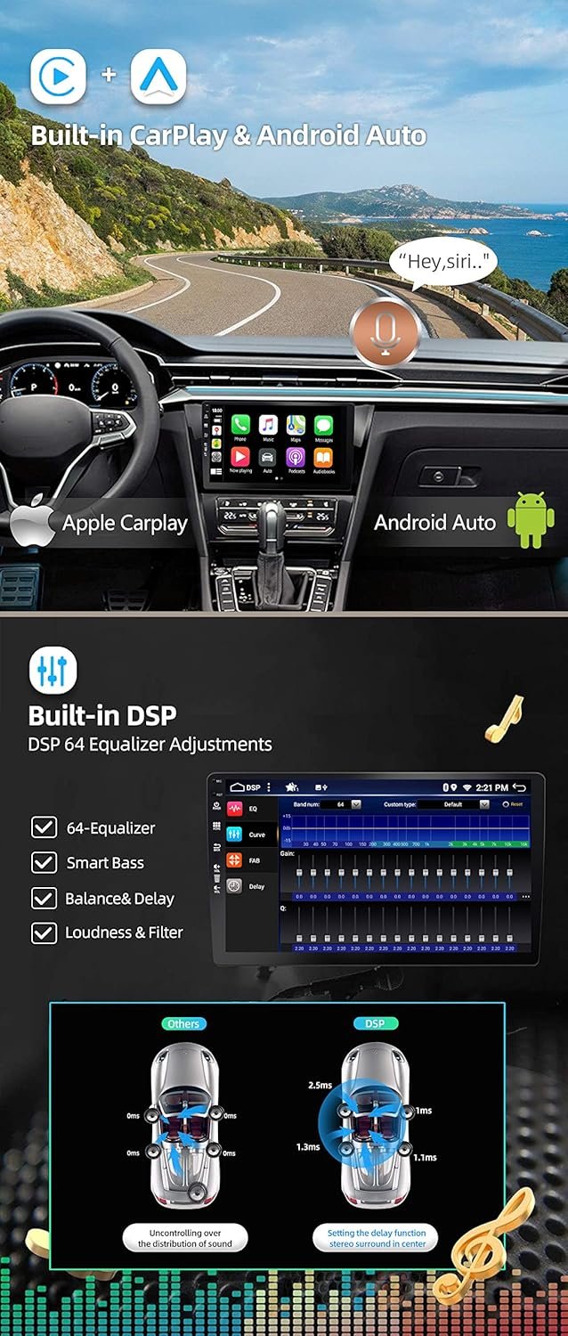 Автомагнитола JOYX BX-04 / 10.1" / Сенсорная / 2/32Гб / Apple CarPlay / Android Auto / Bluetooth / WI-FI / GPS / USB / 2DIN, фото №3