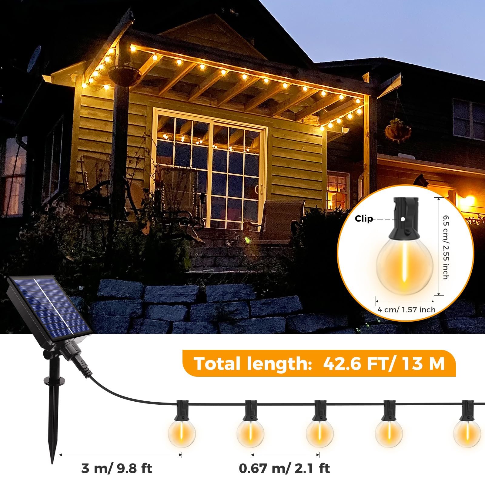 Гирлянда btfarm G40 15 LED 13 м, солнечная, фото №8