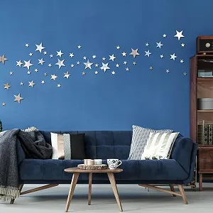 Наклейка на стіну Дзеркальні зірки 3D Акрилова Срібляста 40 шт. - Фото 1