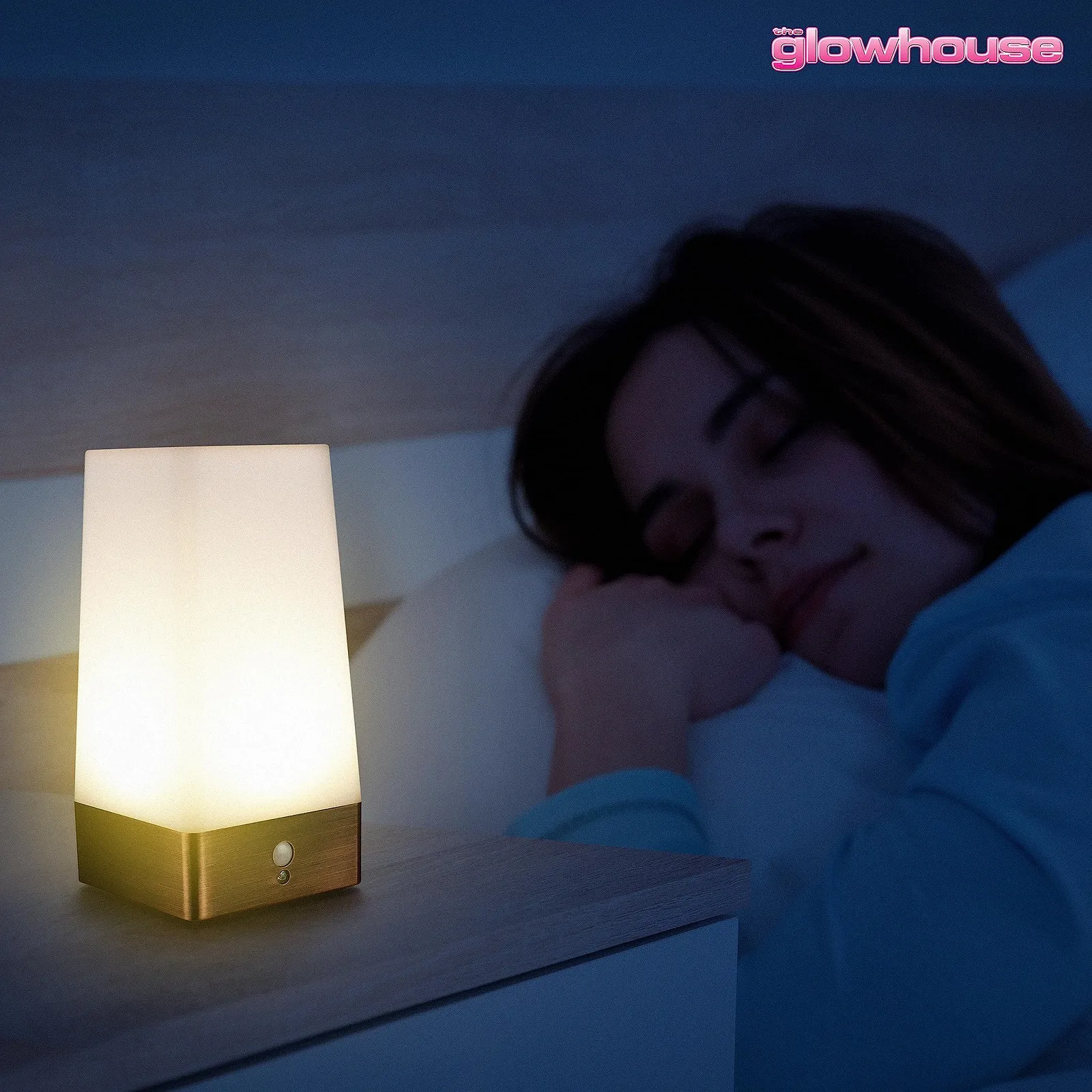 Настільна лампа The Glowhouse LED бездротова з датчиком руху PIR на батарейках квадратна, фото №6