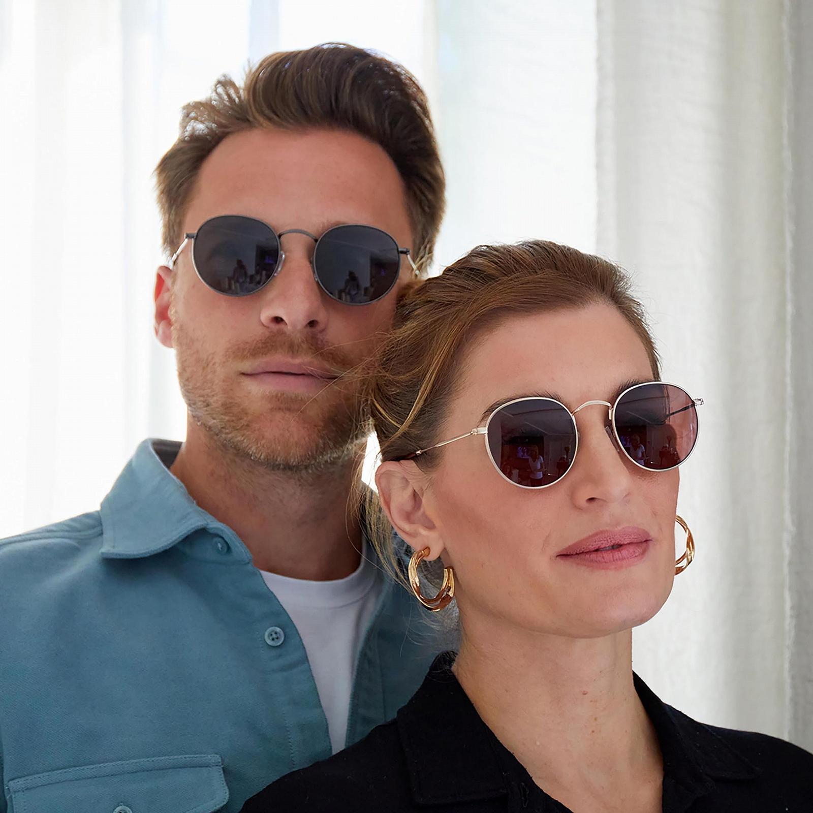 Солнцезащитные очки Opulize SOL Круглые Металлическая оправа Золотой, фото №3