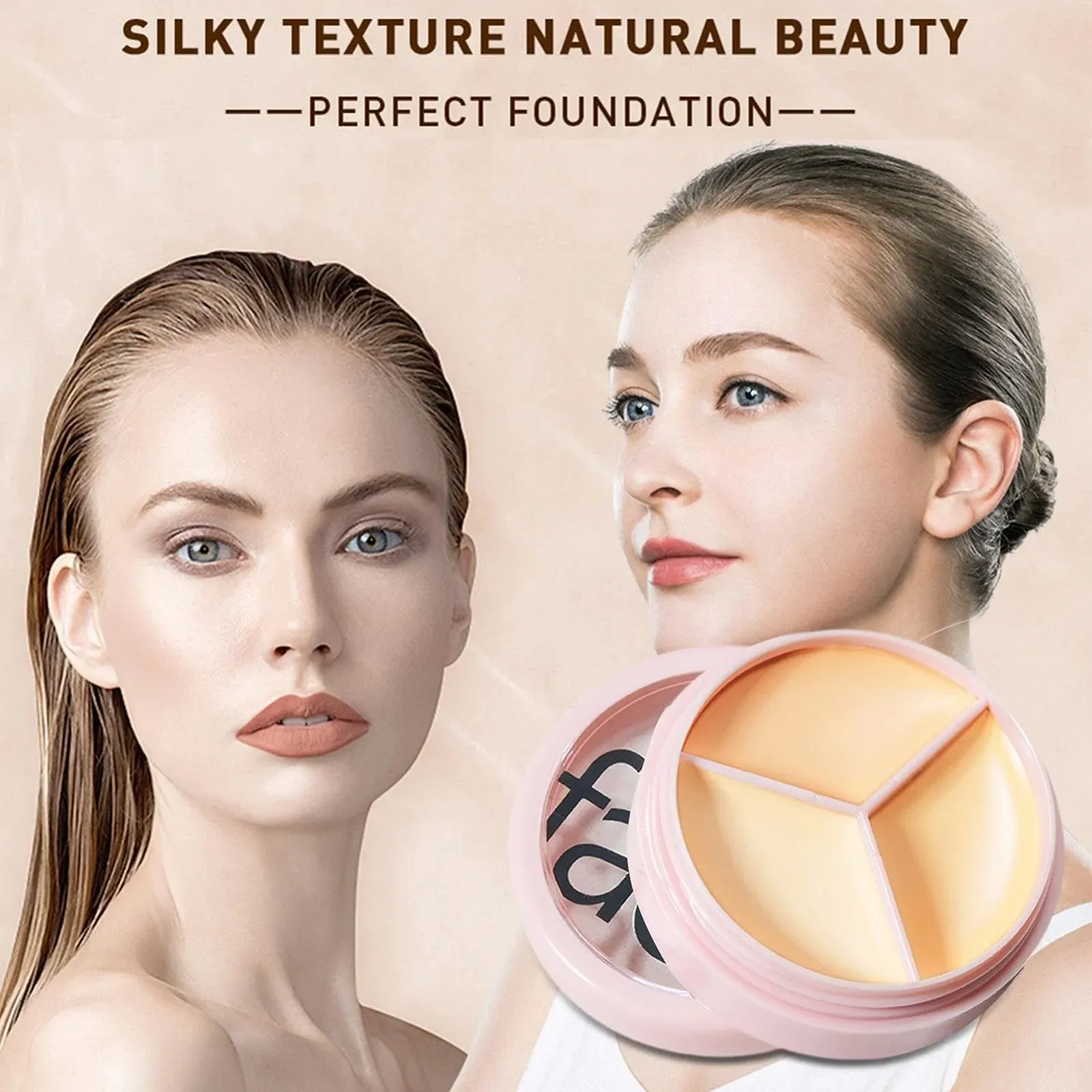 Кремовый консилер палетка трехцветная, трехцветный кремовый консилер с полным покрытием, кремовый консилер от темных кругов, водостойкая палетка консилеров для путешествий, фото №3