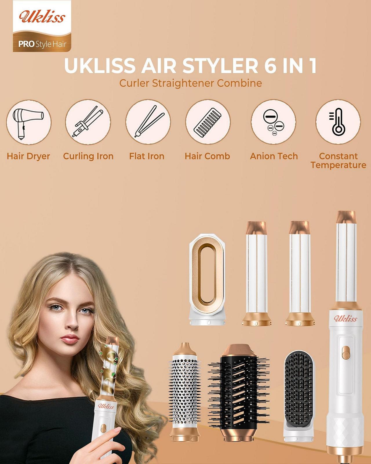 Стайлер для волос UKLISS 6 в 1 Белый, фото №2 Стайлер для волос UKLISS 6 в 1 Белый, фото №2
