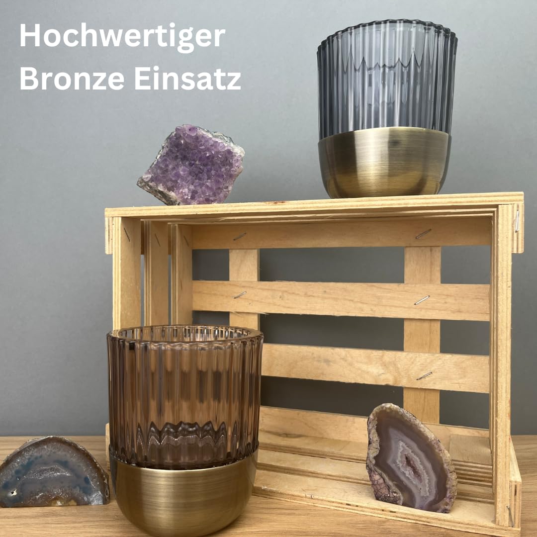 Набір 2 Ліхтар Металевий Бронзовий - Ретро Тримач для Свічок Великий Декоративний Скляний, фото №3