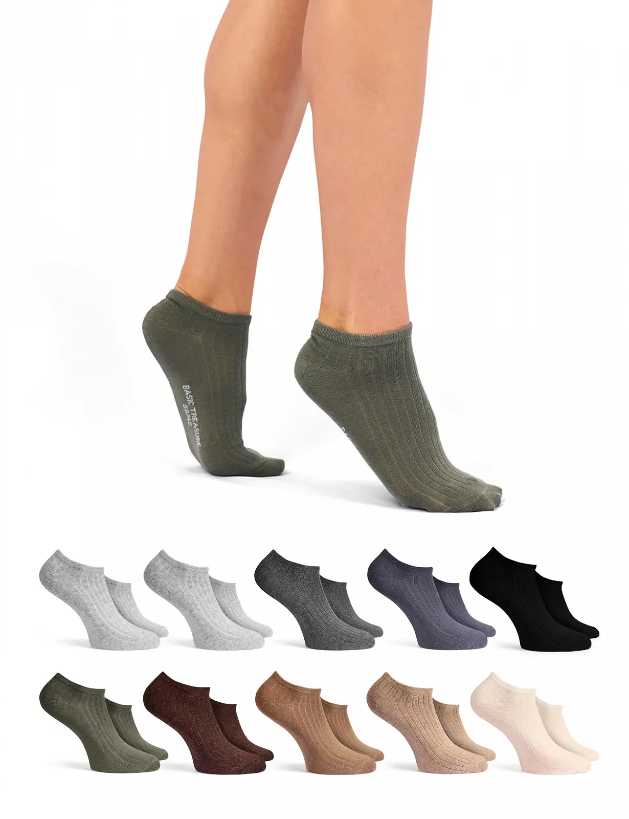 Носки женские Basic Treasure, спортивные, низкие, 10 пар, фото №9