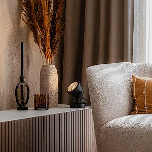 Настільна лампа Qazqa Emado Industrial Vintage сталева кругла GU10 18 см Чорна - Фото 1