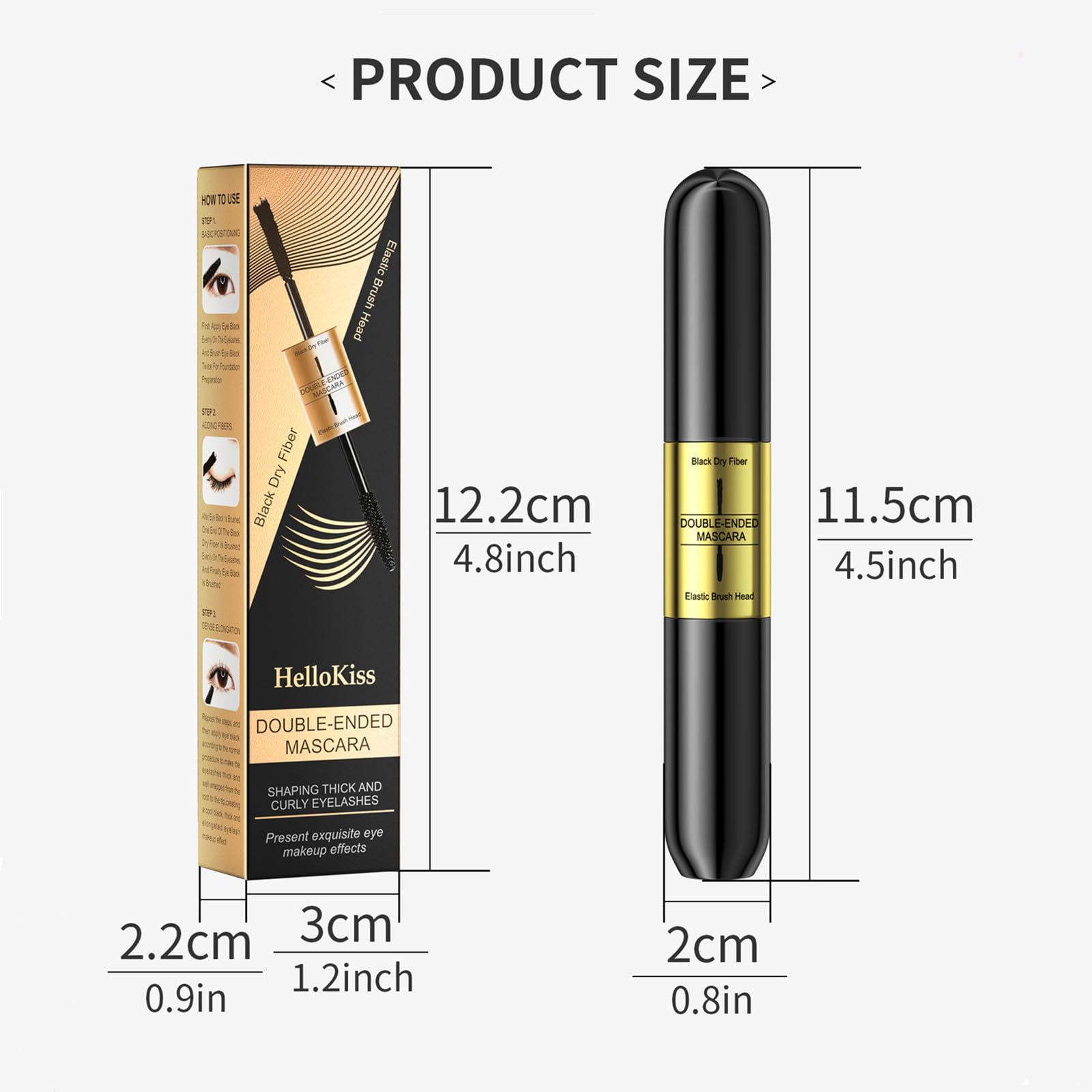 Mascara 2-in-1 водостойкий для удлинения и объёма, натуральный вид и искусственные ресницы, 4D Silk Fibre черный, фото №6