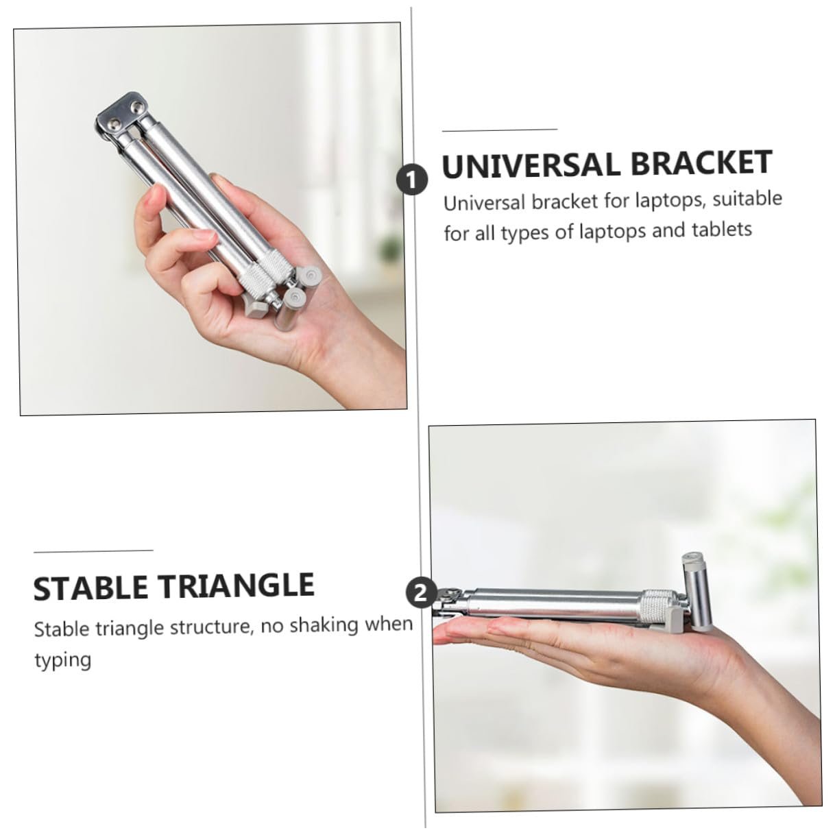 Регульована алюмінієва підставка для ноутбука, складана, стабільна трикутна, фото №8