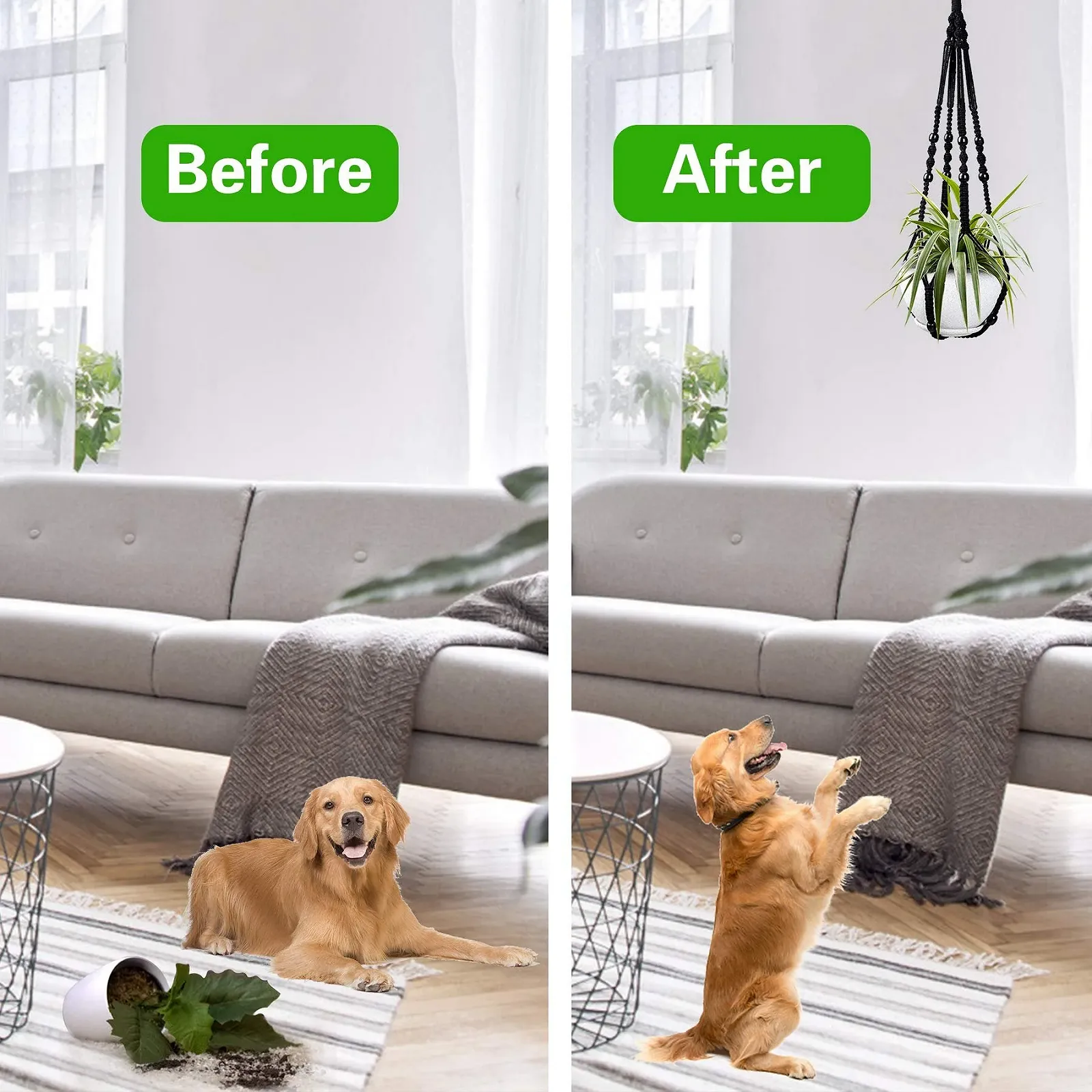 Підвісне кашпо макраме Augshy, 2 шт., ручної роботи, 35.4 дюйма, фото №6 Підвісне кашпо макраме Augshy, 2 шт., ручної роботи, 35.4 дюйма, фото №6