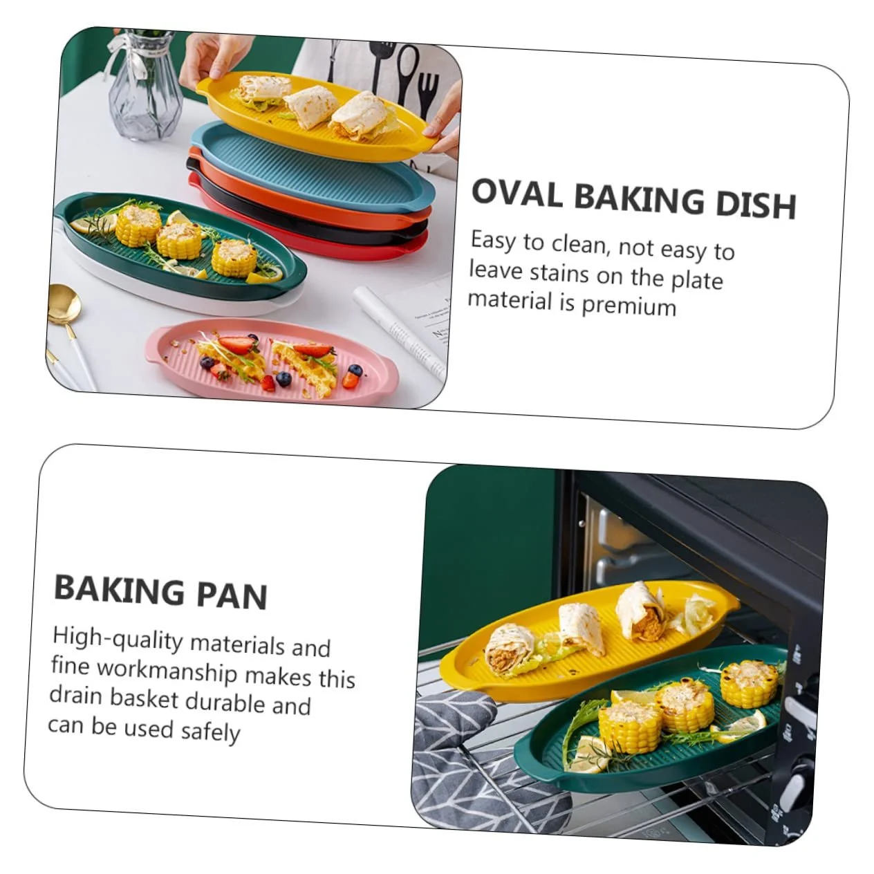 Блюдо для запікання GALPADA керамічне овальне з ручками для суші та сервірування, фото №8