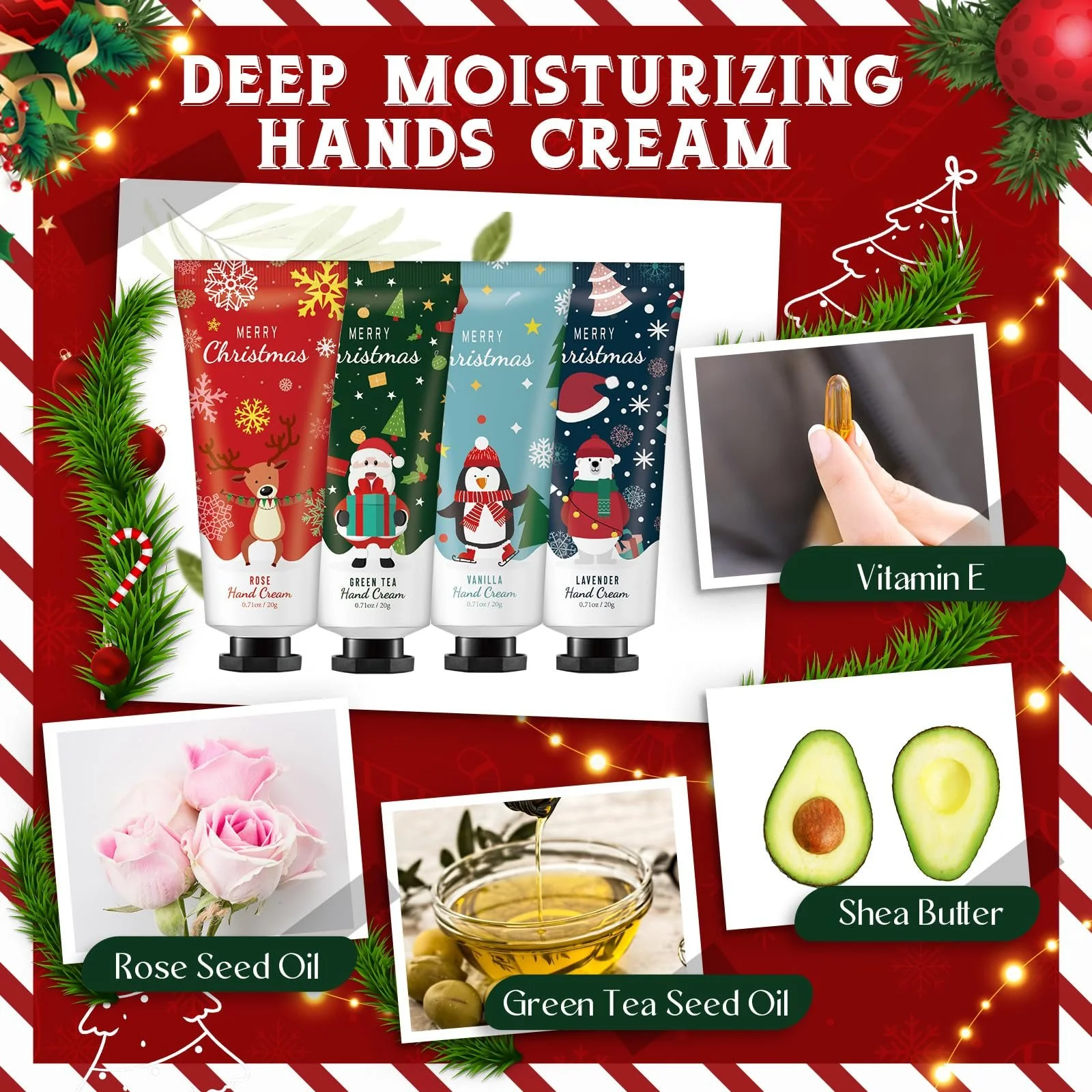 Крем для рук Queekay набір Різдвяний міні-лосьйон для сухої потрісканої шкіри рук 24 шт, фото №3