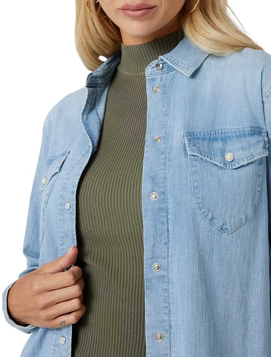 Женская джинсовая рубашка GUESS JEANS / Светло-голубая / Размер S, фото №2 Женская джинсовая рубашка GUESS JEANS / Светло-голубая / Размер S, фото №2