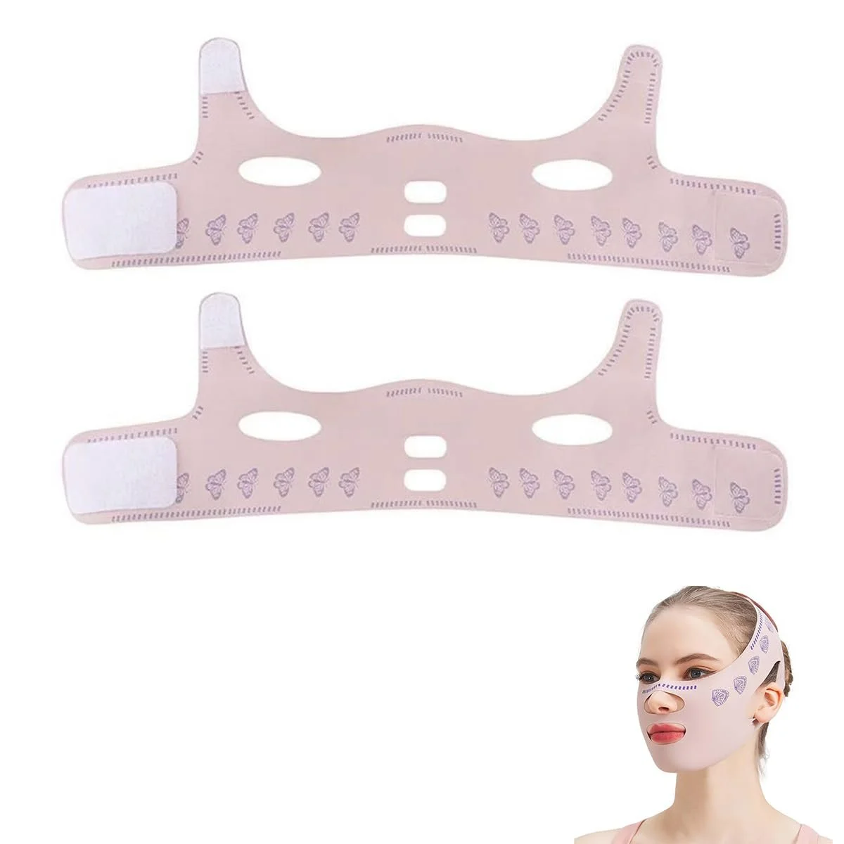 Маска для V-подібного ліфтингу обличчя, контурування, нічна, проти зморшок, фото №1