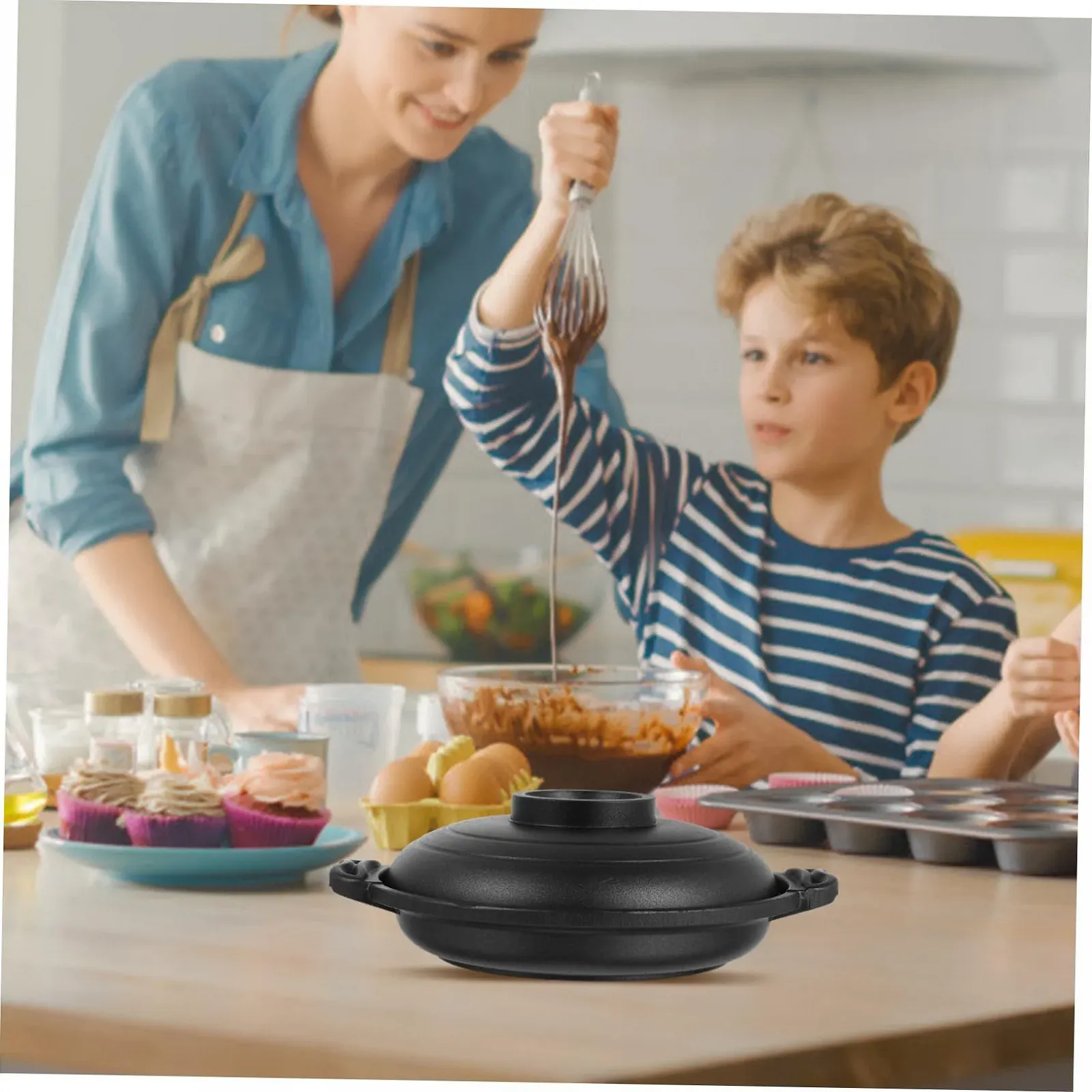 Кастрюля керамическая VALICLUD с антипригарным покрытием, индукционная, многофункциональная, фото №4